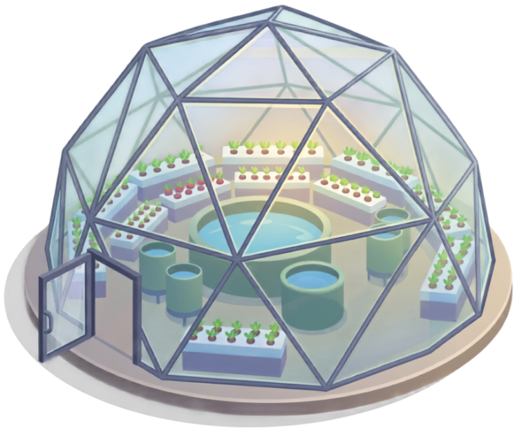 Geodesic dome in a meadow